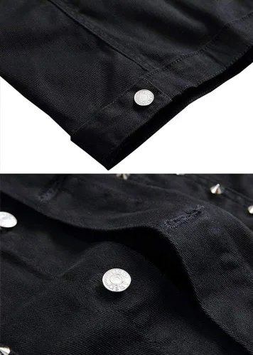 Miniatura 3 de LifeHe Chalecos de mezclilla sin mangas con solapa y cremallera punk para hombre