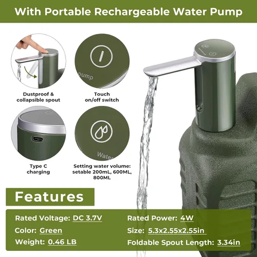 Miniatura 3 de Hanaoyo Camping Water Jug with Spigot, Water Container BPA Free Water Storage with Tool Bag, Portable Water Tank Emergency Water Storage for Hiking