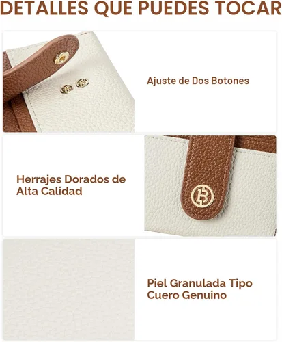 Miniatura 3 de BOSTANTEN - Billetera delgada para mujer, pequeña, con bloqueo RFID, tarjetero de cuero plegable con cremallera y bolsillo para monedas, Pequeña