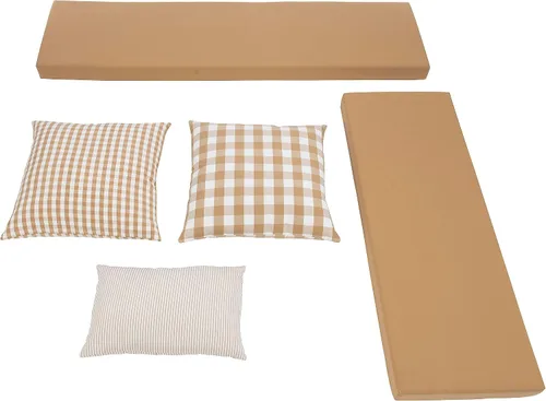 Linon Harris Beige 2 piezas de cojín para rincón con 3 almohadas de acento coordinadas de Linon - Solo se ajusta a la colección Harris Nook