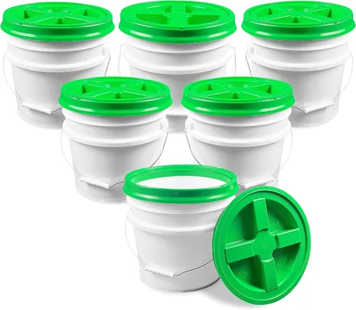 Miniatura 26 de ePackageSupply Cubo de 3.5 galones con tapa, cubo de grado alimenticio con tapa hermética de rosca con sello gamma hermético, plástico de Rojo