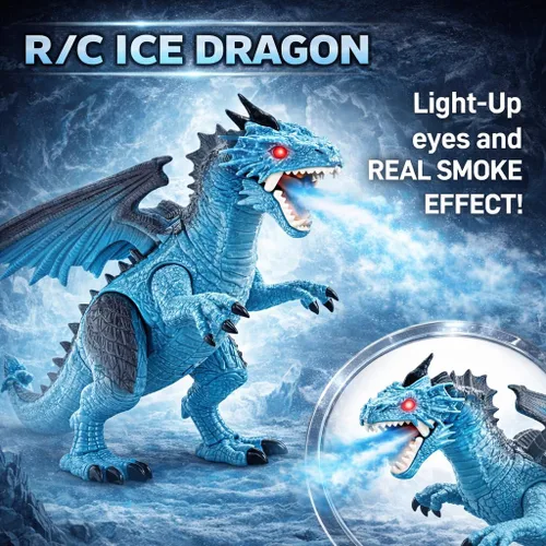 Miniatura 2 de Liberty Imports Juguete de Dragón con Control Remoto RC - Luz LED que Camina, Ruge y Rocía Humo, Mueve la Cabeza, Ojos que se Iluminan y Sonidos