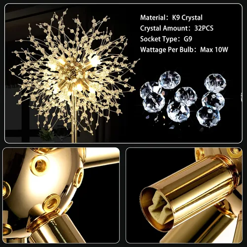 Miniatura 2 de Lámpara de pie de cristal de 69 pulgadas, lámpara de pie moderna con cristal K9, lámpara de pie LED con interruptor de pie de encendido/apagado