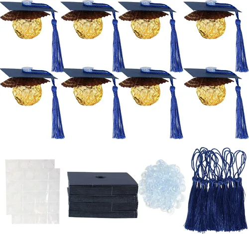 Miniatura 34 de Gyufise 24 piezas Adornos para pastel de graduación 2026 con purpurina negra, clase de 2026, adornos para magdalenas con gorra de graduación