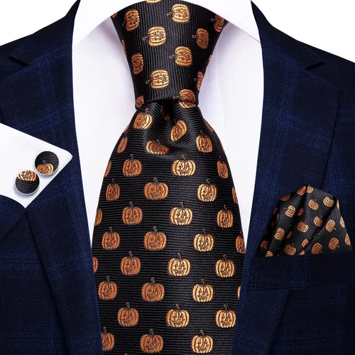 Miniatura 9 de Hi-Tie Corbata clásica de cachemira para hombre con pañuelo y gemelos a cuadros