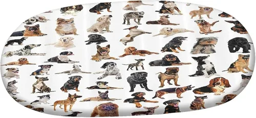 Miniatura 3 de Mantel ajustable ovalado de poliéster con borde elástico, para amantes de los perros, pastor austratliano con estampado de mastín italiano, se