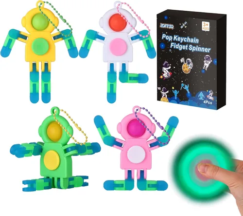 Miniatura 9 de 24 piezas Pop Fidget Spinners a granel – Astronauta deformable Fidget Spinner Llavero Robot Gyro Fidget Spinner para niños adultos Juguetes 24