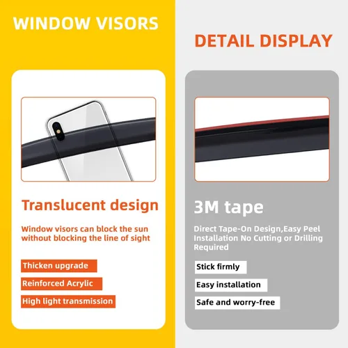 Miniatura 3 de 4 piezas de viseras de ventana con protector de lluvia y tintado ahumado compatible con 2010-2017 Terrain, deflector de ventilación adhesivo