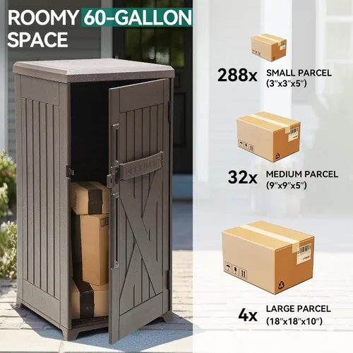Miniatura 5 de Yitahome Caja de entrega y almacenamiento de paquetes grandes de 60 galones, caja de entrega de paquetes de doble pared de resina para exteriores e