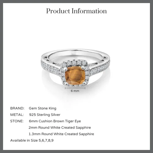 Miniatura 14 de Gem Stone King Anillo de compromiso de plata de ley 925 de 0.236 in con piedra natal y zafiro blanco creado con acento Anillo de compromiso