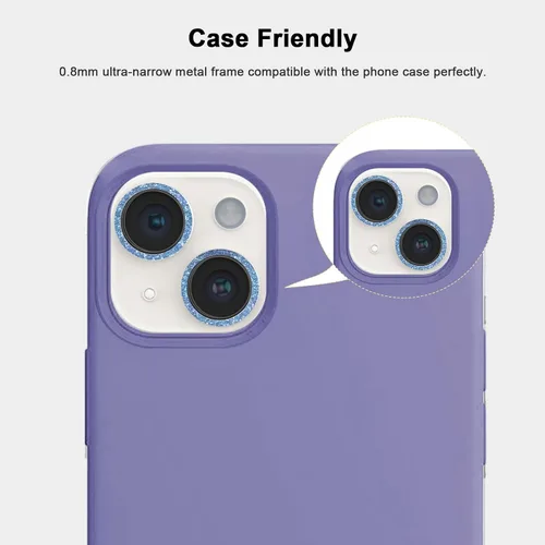 Miniatura 3 de [Azul brillante] [2 juegos] para iPhone 14/iPhone 14 Plus protector de lente, protector de pantalla de vidrio templado, protector de pantalla