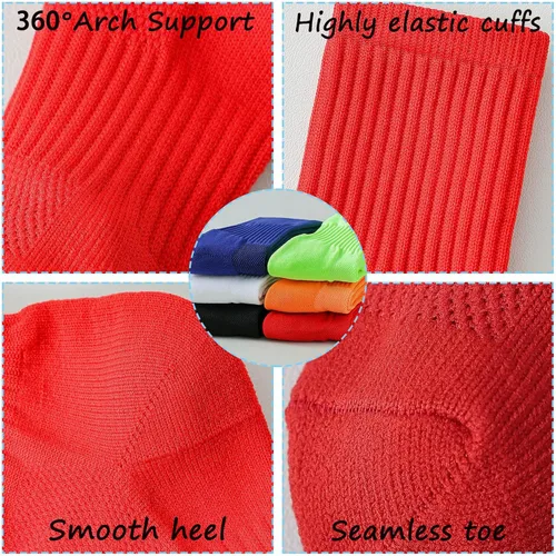 Miniatura 2 de hakugoo Calcetines de fútbol para niños, calcetines altos hasta la rodilla, calcetines de béisbol con suela acolchada para niños y niñas, 2 pares