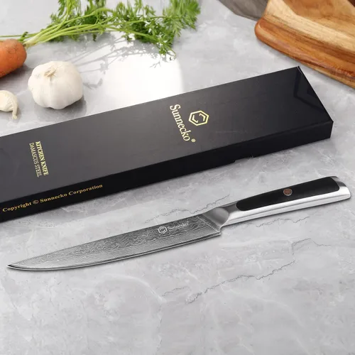 Miniatura 8 de Sunnecko Cuchillo de Cocina de Damasco de 8 Pulgadas Cuchillo de Trinchar para Cortar Carne Cuchillo Japonés de Acero VG10, Espiga Completa