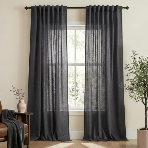 Miniatura 54 de Cortinas de lino azul claro de 90 pulgadas de largo para sala de estar, dormitorio de niñas, guardería, decoración acogedora de verano, bolsillo