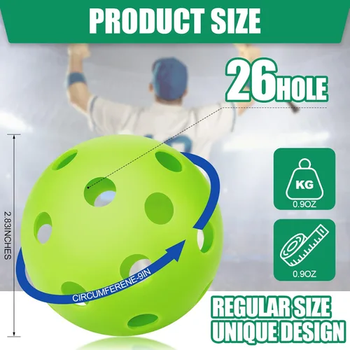 Miniatura 2 de Tanlade Paquete de 36 pelotas de práctica de béisbol, bolas de entrenamiento de plástico, bolas de softball ligeras huecas de flujo de aire con una