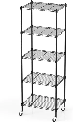 Miniatura 12 de Estantería de garaje con ruedas, estantería de 5 niveles y patas ajustables, estante de almacenamiento rodante de alta capacidad de 865 libras