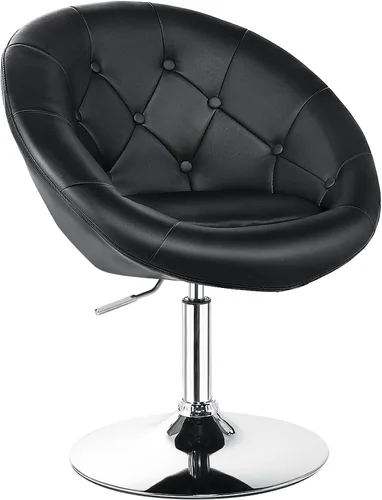 Giantex Silla giratoria redonda de tocador, silla de maquillaje con altura ajustable y inclinación con respaldo, para uso en salones de belleza y
