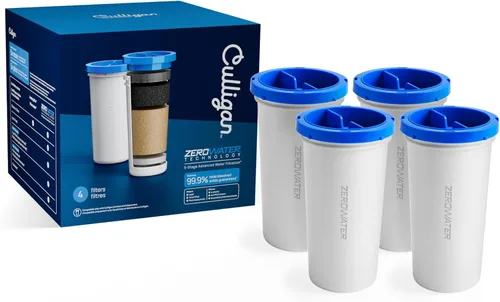 Culligan con tecnología ZeroWater - Filtro de repuesto de 4 unidades, filtro de agua avanzado de 5 etapas – Certificado IAPMO para reducir el plomo,