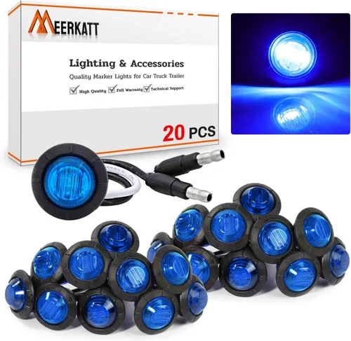 Miniatura 2 de MADCATZ Meerkatt 2ª generación 3/4 pulgadas redondo azul LED mini botón lateral luz camión barco remolque universal 2 pines enchufe 12V DC ojales