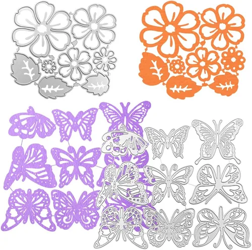 17 troqueles de corte de plantilla en relieve, hojas de mariposa y flores de AIFUDA para manualidades, álbumes de recortes, marco de fotos, álbum de