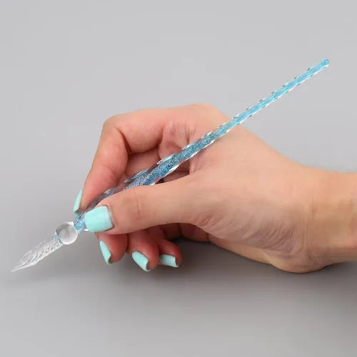 Miniatura 4 de Juego de bolígrafos de inmersión de cristal, vintage, hecho a mano, bolígrafo de firma de cristal, elegante bolígrafo de inmersión de cristal