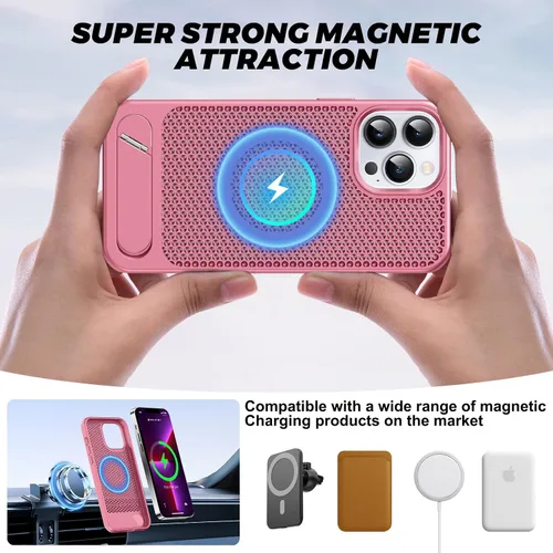 Miniatura 4 de Funda magnética de disipación de calor para iPhone 13 Pro Max, para MagSafe, protección contra caídas Coolingf, funda con función atril ajustable