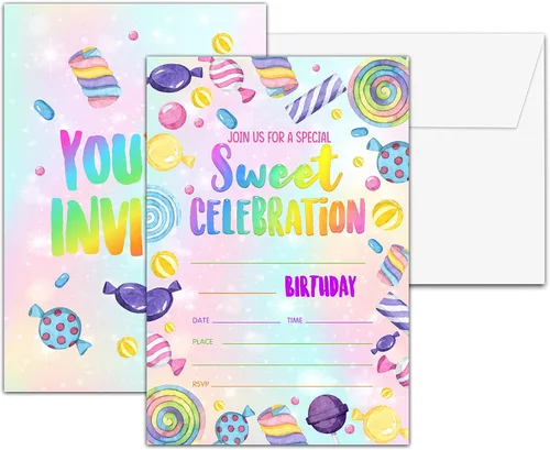 Miniatura 21 de Invitaciones para fiesta de primer cumpleaños, invitaciones de cumpleaños con purpurina de globo, invitaciones de cumpleaños de doble cara