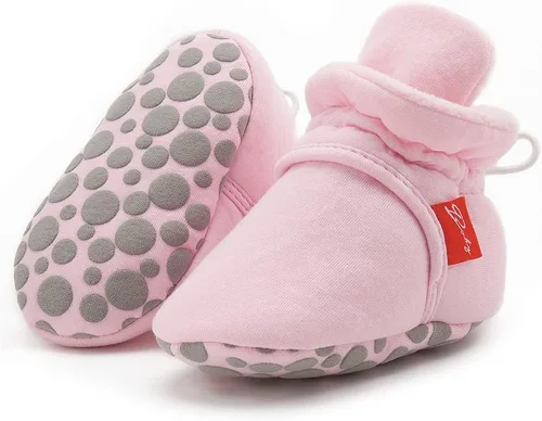Miniatura 122 de Botines de forro polar para bebés, niños y niñas, pantuflas antideslizantes con agarre suave, zapatos de calcetín para recién nacidos, cuna