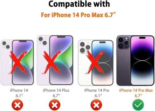 Miniatura 2 de Fundas de cuero tipo cartera para teléfono compatibles con iPhone 14 Pro Max con tarjetero para hombres de 6.7 pulgadas, contraportada desmontable 2