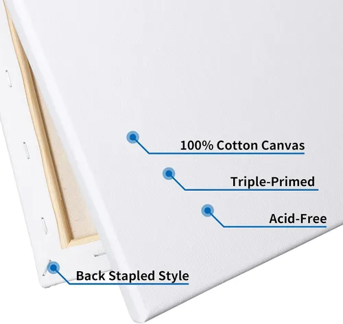 Miniatura 3 de NEXCOVER Lienzo estirado – Paquete de 12 marcos de madera de pino grueso de 8 x 8 pulgadas, perfil de 5/8 pulgadas, lienzo de pintura blanca