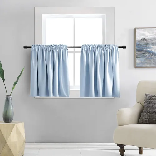Miniatura 15 de DONREN - Cortinas blackout de 2 paneles con bolsillo para cortinero Negro