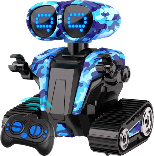 Miniatura 8 de MindPal - Robots juguetes para niños y niñas con demostración automática, robots para niños, robot de control remoto recargable con ojos LED Azul