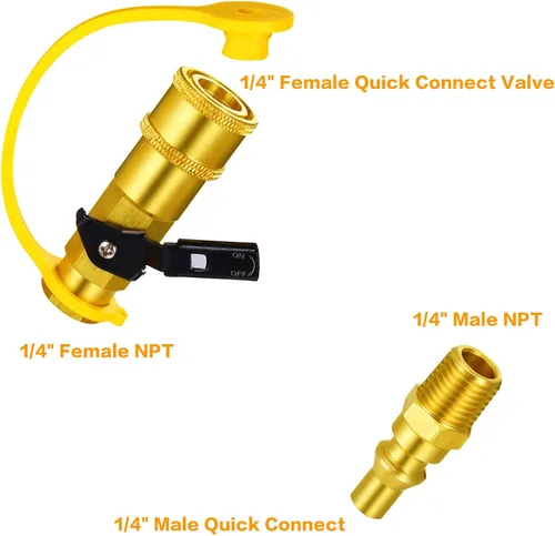 Miniatura 8 de Kit de adaptador de conexión rápida de propano de 1/4 "convertidor de manguera de propano hembra de 3/8 pulgadas a parrilla de gas, conexión rápida