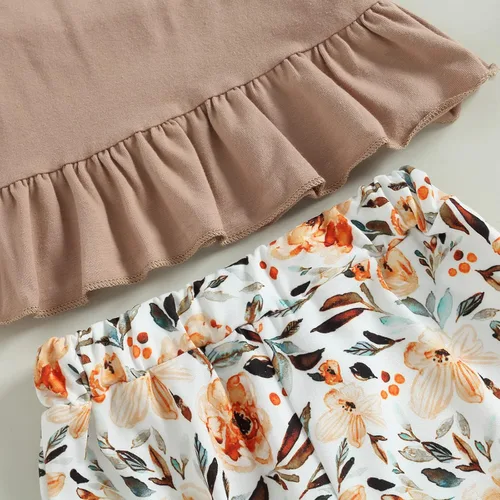 Miniatura 5 de TheFound Traje de verano para bebé niña pequeña, parte superior con cuello halter, pantalones acampanados, 2 piezas, ropa para recién nacidos