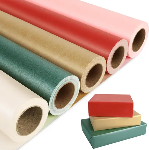 Miniatura 29 de NESCCI Papel de regalo mate, papel de brillo perlado de color sólido, 3 rollos, 17 pulgadas x 32.8 pies por rollo. Papel de regalo perfecto