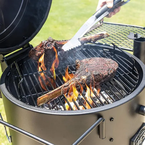 Miniatura 8 de Char-Broil Oklahoma Joes Bronco - Ahumador de tambor de barril con acero recubierto de porcelana, canal de entrada de aire y superficie de cocción