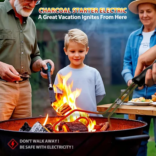 Miniatura 8 de Arrancador de carbón eléctrico de 800 W, encendedor superior para barbacoa, parrilla, chimenea, ahumador, fogatas, carbón, fácil y rápido, bobinas