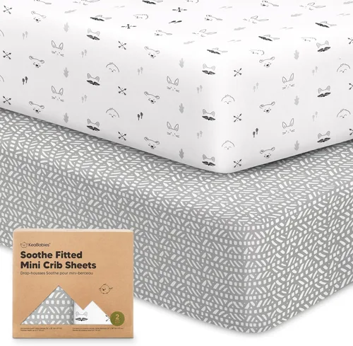 Miniatura 21 de 2 paquetes de sábanas ajustadas para mini cuna - 38x26 sábanas Pack N Play para colchón Pack and Play, algodón orgánico, ropa de cama transpirable