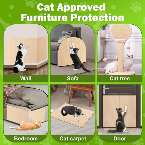 Miniatura 8 de ENONCI Protector de esquina de pared de sofá de 23.6 x 15.8 pulgadas para gatos de interior, protector de muebles antiarañazos contra arañazos