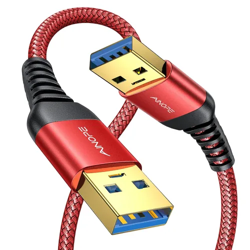 Miniatura 14 de AINOPE Cable USB a USB, cable USB 3.0 A a A macho a macho [nunca se rompe], cable tipo A de doble extremo compatible con cajas de disco duro, KVM