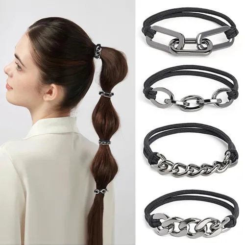 Miniatura 8 de Lazos para el cabello sin daños, accesorios para el cabello, 8 piezas prácticas elásticas lindas bandas para el cabello, joyería de moda para cola