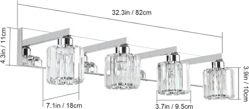 Miniatura 5 de Aipsun Lámpara de tocador de baño de cristal moderna, accesorios de iluminación de tocador de cristal para baño, 4 luces (no incluye bombilla)
