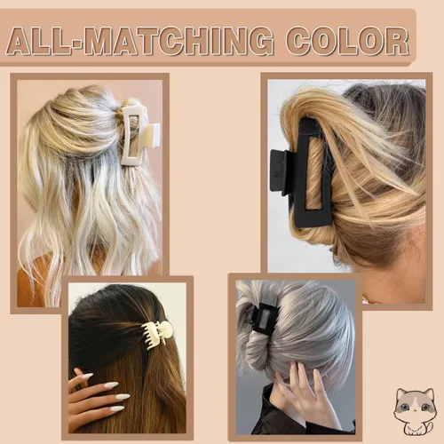 Miniatura 7 de Pinzas Premium para el Cabello para Mujeres: Pinzas de Garra con Lazo para Cabello Grueso y Delgado, Pinzas Grandes Antideslizantes con Lazo en Negro