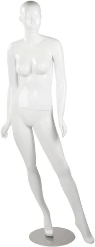 Miniatura 2 de SSWBasics Maniquí de cuerpo completo femenino de fibra de vidrio blanco brillante, maniquí femenino de cuerpo completo de 5 pies 10 pulgadas