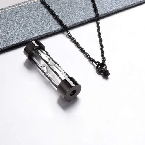Miniatura 18 de abooxiu Collar de urna de reloj de arena para cenizas, joyería de cremación para cenizas, collar de cenizas de recuerdo conmemorativo de acero