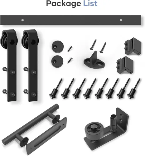 Miniatura 7 de EaseLife Kit de herrajes para manija y riel de puerta corrediza de granero de 10 pies, polea en J básica, se desliza suavemente y silenciosamente