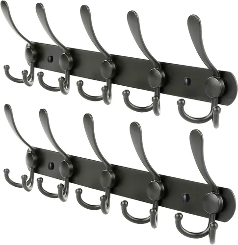Perchero de pared con 5 ganchos de tres puntas, de PHINGEER, resistente, de acero inoxidable con gancho, decorativo, para colgar abrigos, chaquetas,