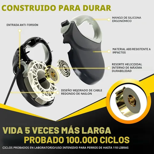 Miniatura 3 de Fida Correa retráctil mejorada para perros de 30 pies, correa resistente para mascotas para razas medianas/grandes de hasta 110 libras, correa
