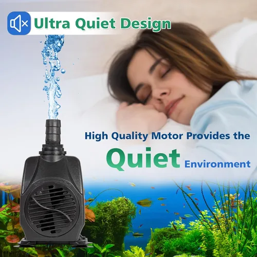 Miniatura 6 de Bomba de agua sumergible de 800 GPH (3000 L/H 60 W), bomba de fuente ajustable ultra silenciosa con 4 boquillas de elevación de 10 pies de alto