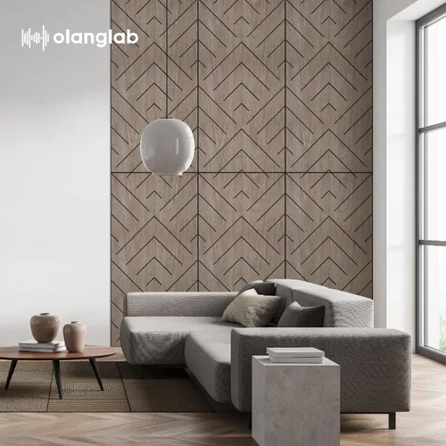 Miniatura 3 de Olanglab Paquete de 6 paneles de pared de chapa de madera, paneles absorbentes de sonido de 24 x 48 pulgadas para reducción de ruido, triángulo